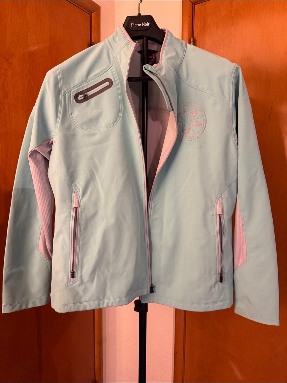 Women’s Mint Utility Softshell Jacket with Pink Trim
